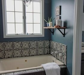 stencil and seal your outdated bathroom tile, This tub makes a statement