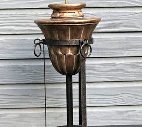thrift store lamp repurposed into a candle stand