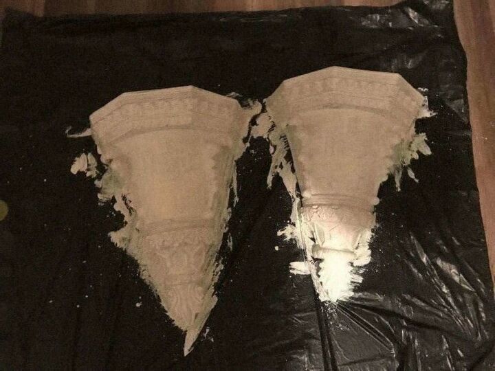 wall sconce update using salt wash paint