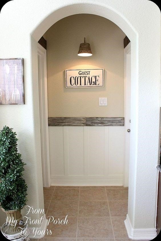 truly awesome diy ways to install wainscoting in your home, Rustic Barnwood Wainscoting From My Front Porch To Yours