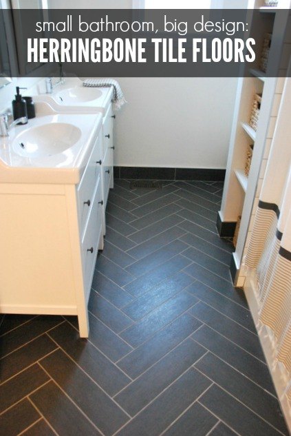 14 contemporary bathroom floor tile ideas and trends to consider, Chevron Striped Bathroom Floor Tiles Also Elongate Floor Space