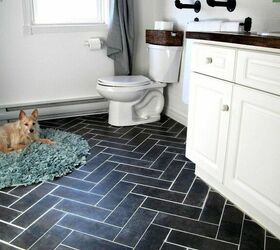 14 contemporary bathroom floor tile ideas and trends to consider, Monochrome Color Schemes Create Definition for Smaller Bathrooms