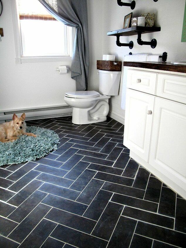 14 contemporary bathroom floor tile ideas and trends to consider, Monochrome Color Schemes Create Definition for Smaller Bathrooms