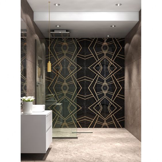 14 contemporary bathroom floor tile ideas and trends to consider, Art Deco Bathroom Tiles Can Add New Energy and Dynamism to Smaller Bathrooms