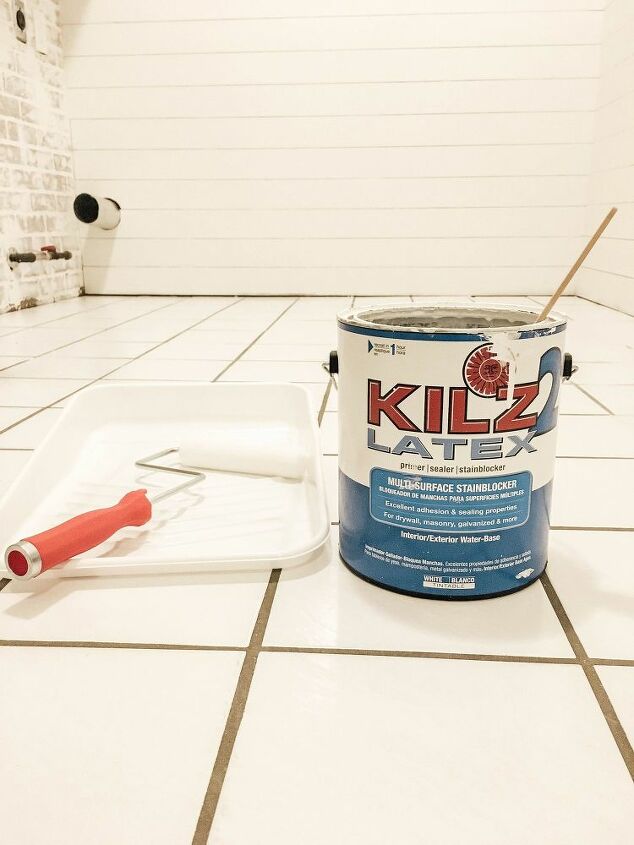 diy stencil painted tile floors