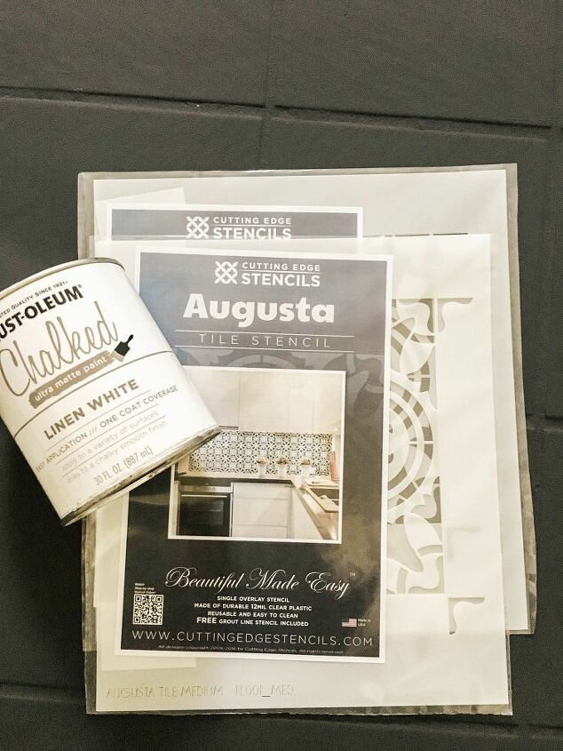 diy stencil painted tile floors