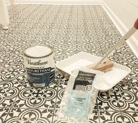 diy stencil painted tile floors