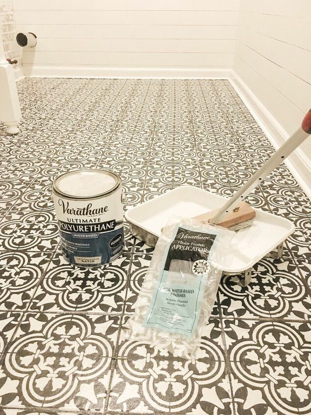diy stencil painted tile floors