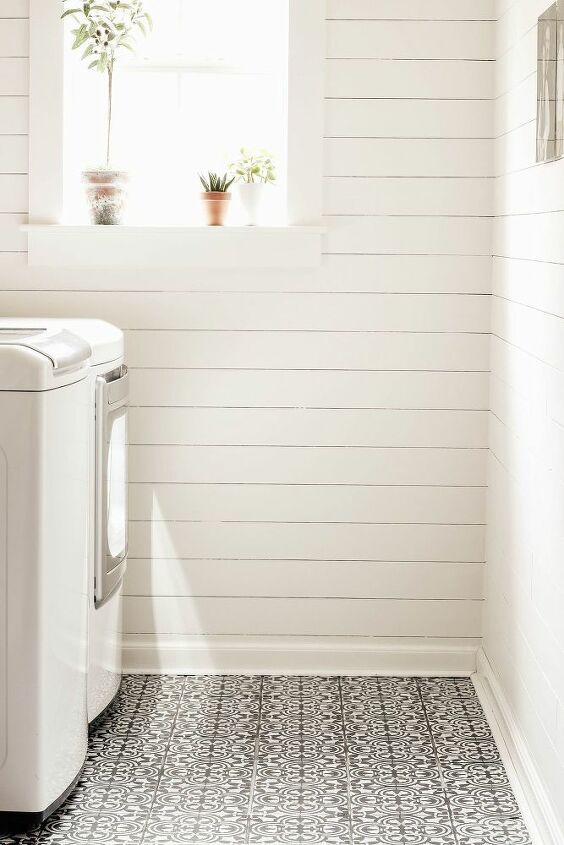 diy stencil painted tile floors