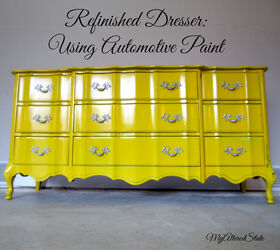 16 furniture paint ideas to transform existing accessories, High Gloss Automotive Furniture Paint Transforms This French Style Dresser