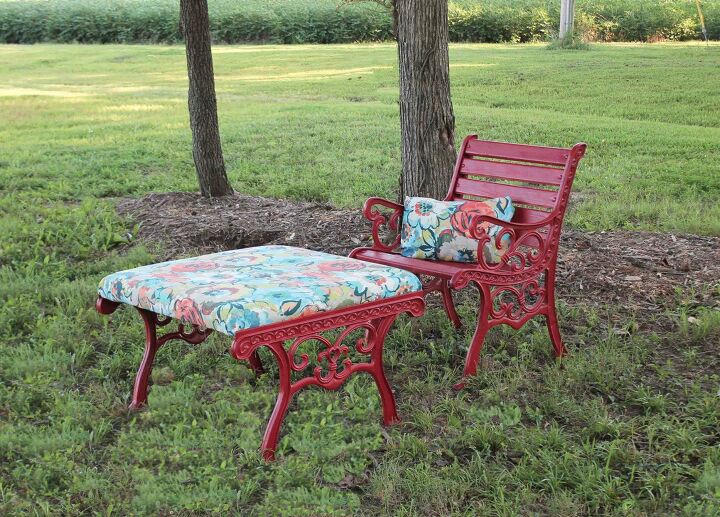 16 furniture paint ideas to transform existing accessories, From Dilapidated Iron Bench to Quirky Ottoman