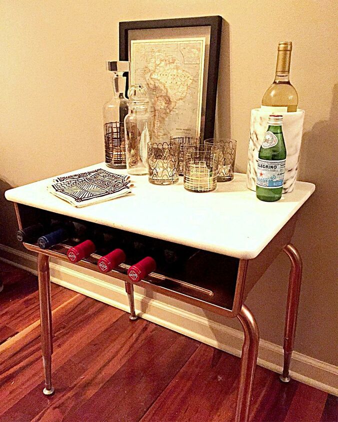 makeover an old school desk into a modern mini bar