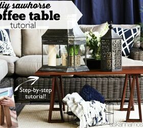 17 diy coffee table ideas to transform your living space, Find Out How to Create Your Own Sawhorse Coffee Table