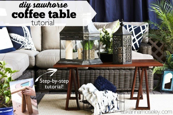 17 diy coffee table ideas to transform your living space, Find Out How to Create Your Own Sawhorse Coffee Table