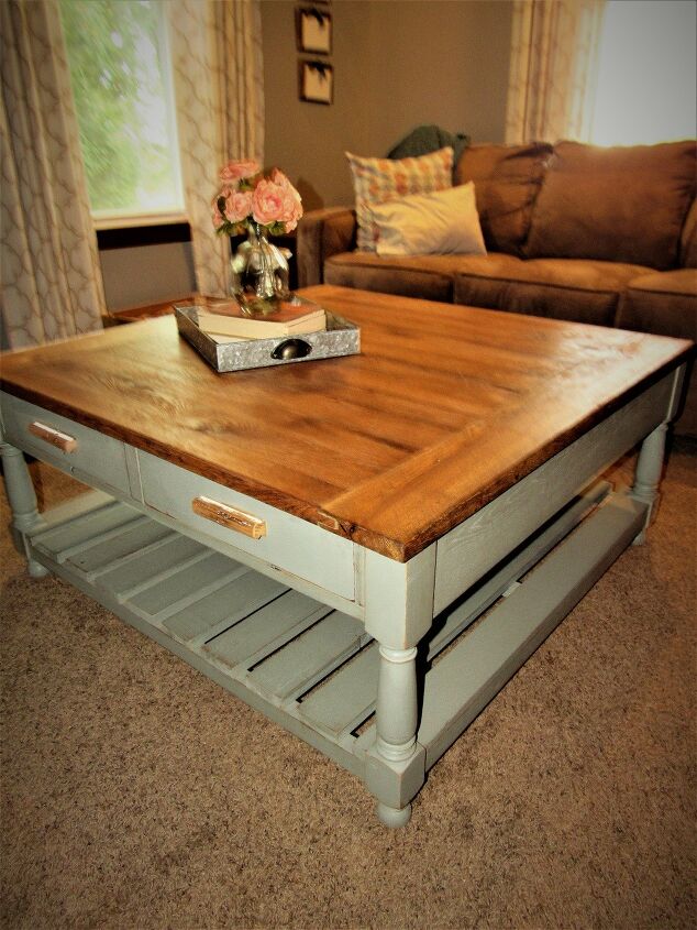 17 diy coffee table ideas to transform your living space, How to Build a Coffee Table 42 X 42 With Drawers