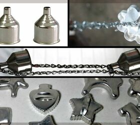 rain chain with funnels and vintage cookie cutters no drill needed, Use new pieces or vintage