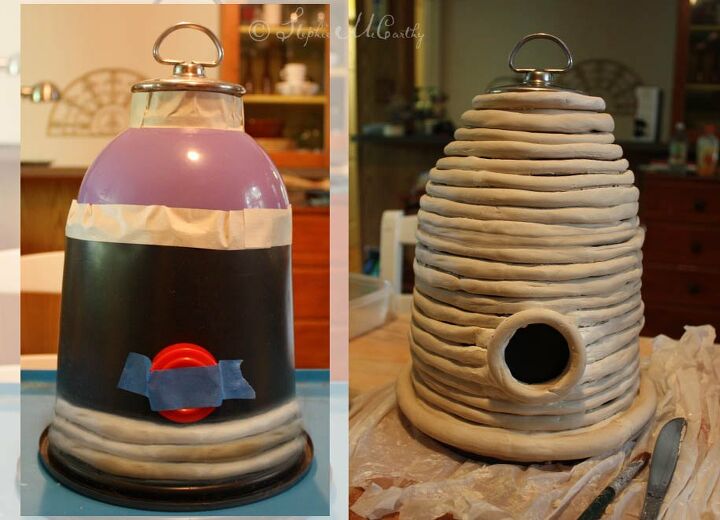 make a clay bee skep for a cottage style garden