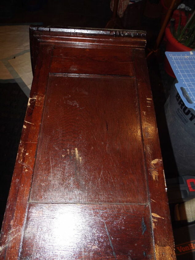 antique oak side table restored to beauty from a beast