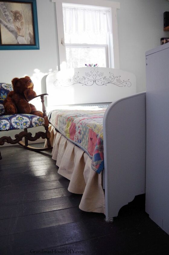 13 diy bed frame projects with gorgeous results, Using Decals to Transform an Old Steel Bed Frame