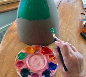 gorgeous green plantpot makeover, Painting the pot green