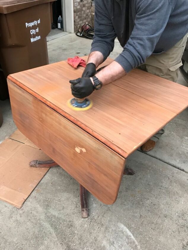 how to get even finish on a faded gouged sanded table