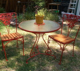 20 of the best diy patio furniture projects, Get That Vintage Bistro Look Just Five Cans of Rustoleum Later
