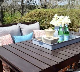20 of the best diy patio furniture projects, Six Seater DIY Wooden Patio Table Built in Three Hours