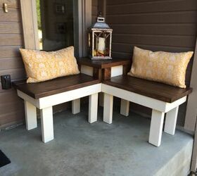 20 of the best diy patio furniture projects, DIY Corner Bench With Built In Table