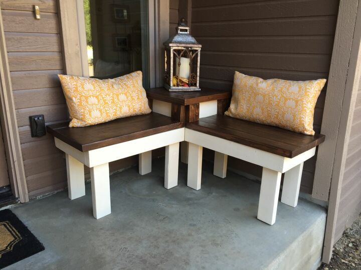 20 of the best diy patio furniture projects, DIY Corner Bench With Built In Table