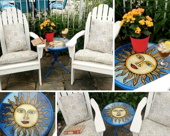20 of the best diy patio furniture projects, Creating a Stained Glass Feature Out of Patio Furniture Clearance Items