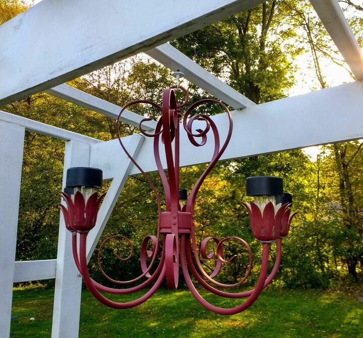 outdoor solar chandelier diy upcycled trash to treasure makeover