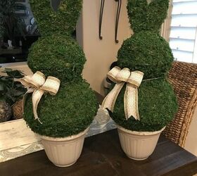 9 cute ways to decorate your front porch for easter, 4 Bunny topiary