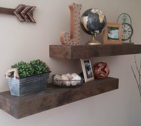 12 terrific diy floating shelves to give your walls a lift, Geometric Floating Wood Shelves