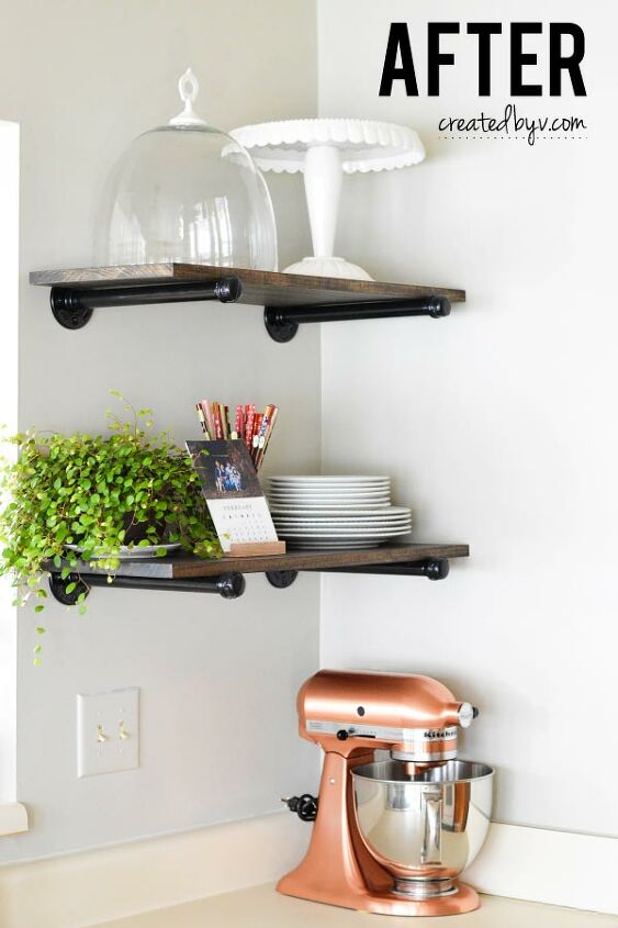 12 terrific diy floating shelves to give your walls a lift, Perfecting Piping Creative DIY Floating Shelves