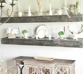 12 terrific diy floating shelves to give your walls a lift, Dining Room DIY Floating Solid Wood Shelves