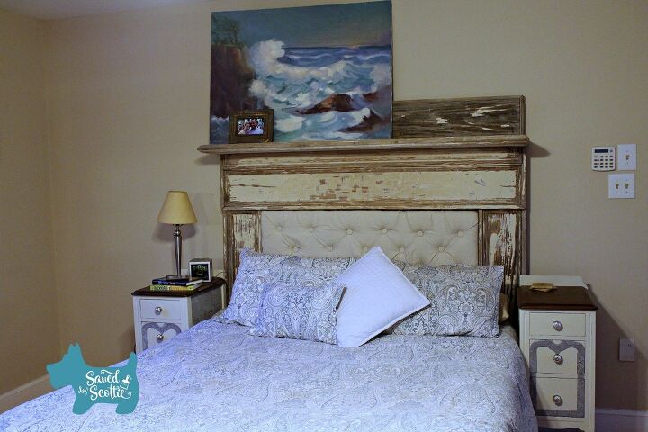 s tufted headboard ideas, How to Make a Tufted Headboard Out of an Old Mantle