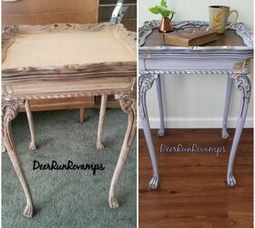 thrift store tab transformed with homemade chalky paint and gold leaf