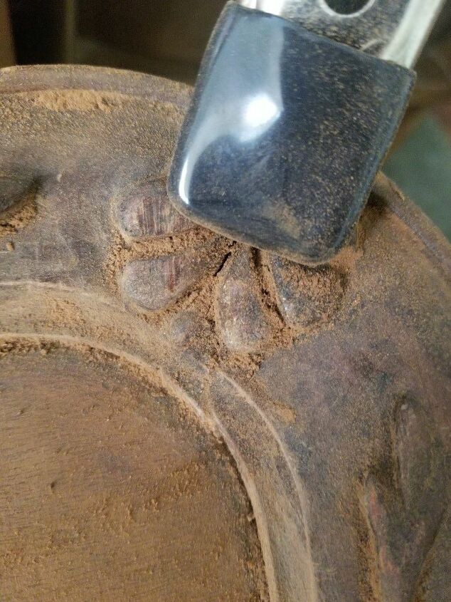 thrift store tab transformed with homemade chalky paint and gold leaf