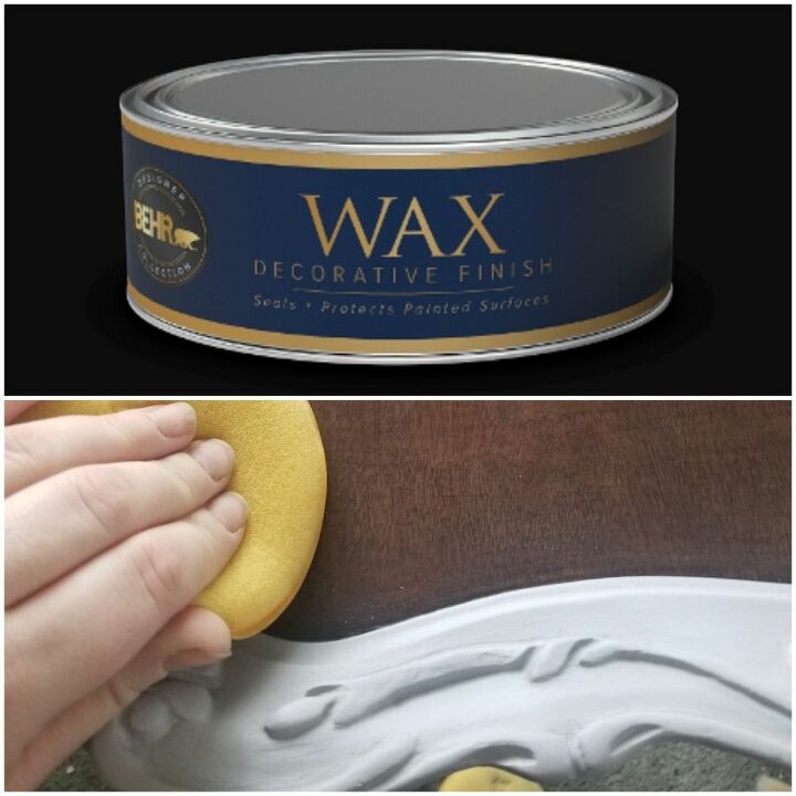 thrift store tab transformed with homemade chalky paint and gold leaf