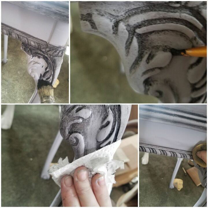 thrift store tab transformed with homemade chalky paint and gold leaf