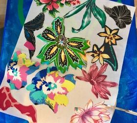 how to make your own amazing collage art decoupage from old clothes, Cutting out flower motifs from sheets