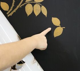 how to stencil a metallic floral feature wall