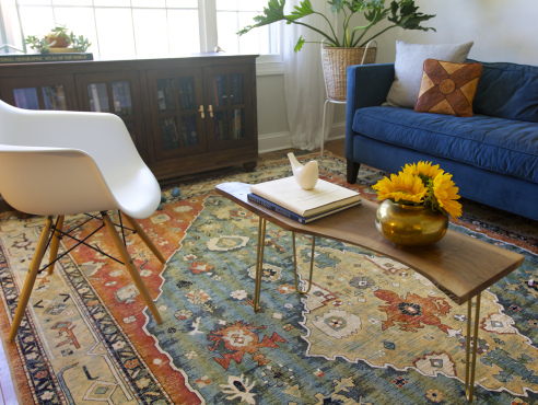 14 creative diy projects and ideas using wood slabs, Wood Slab Hairpin Coffee Table