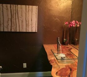 14 creative diy projects and ideas using wood slabs, Wood Slab Bathroom Counter