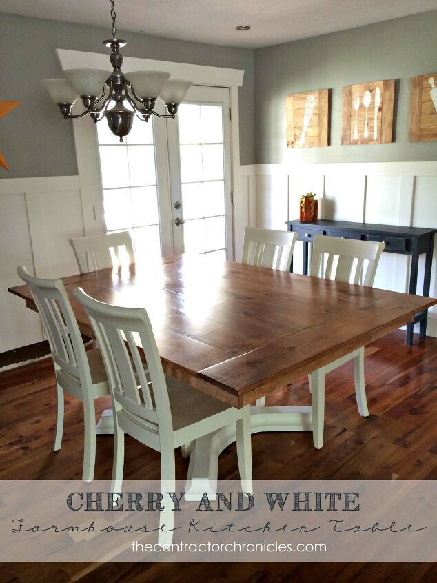 12 fantsticas mesas de fazenda para transformar sua casa em delcia rstica, Reforma de mesa de fazenda em cereja e branco