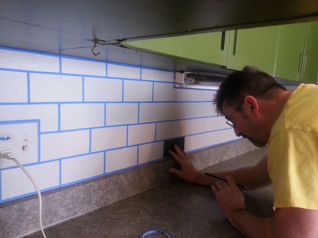 15 ways to get the look of subway tiles without the mess, Good at Stencilling Discover an Easy Way to Get That Consistent Subway Tile Appearance