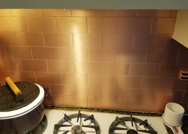 15 ways to get the look of subway tiles without the mess, Striking Copper Subway Tile Backsplashes That Require Only Gorilla Glue