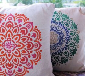 mandala stenciled pillows
