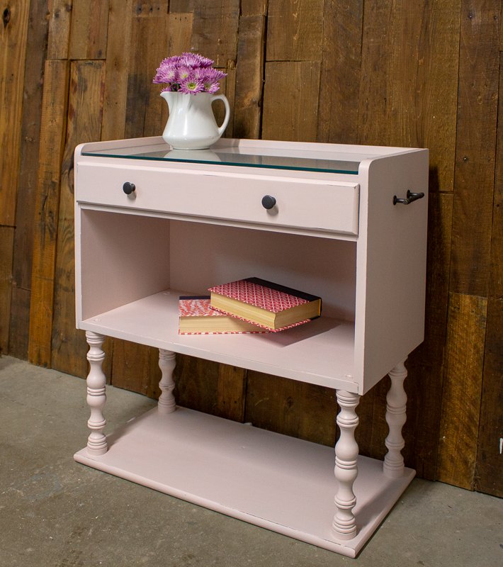 nightstand makeover with gf s new ballet pink milk paint