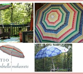 patio umbrella makeover from a tablecloth
